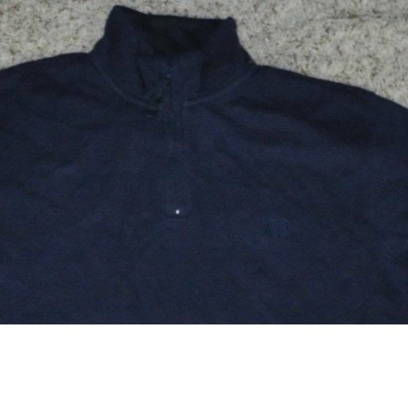 Mens Zip Neck Sweater Chaps Blue Medium Lightweight 1/4 Ribbed Cotton - Picture 2 of 3
